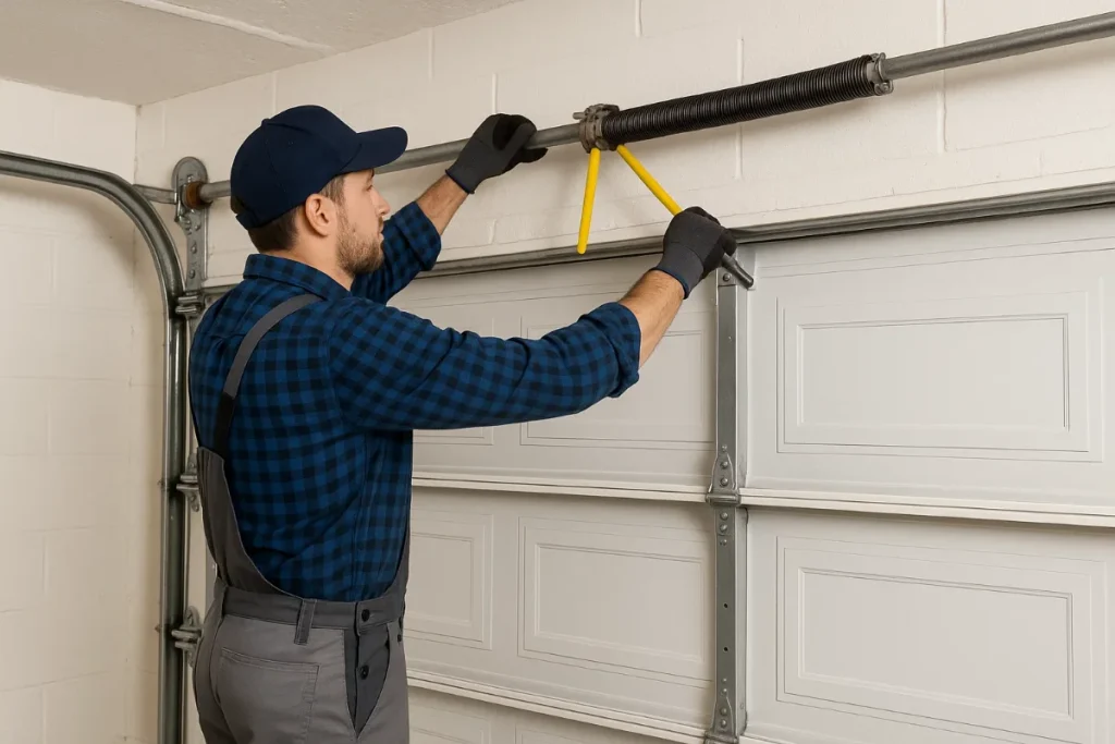 A Forge technician solving garage door spring problems